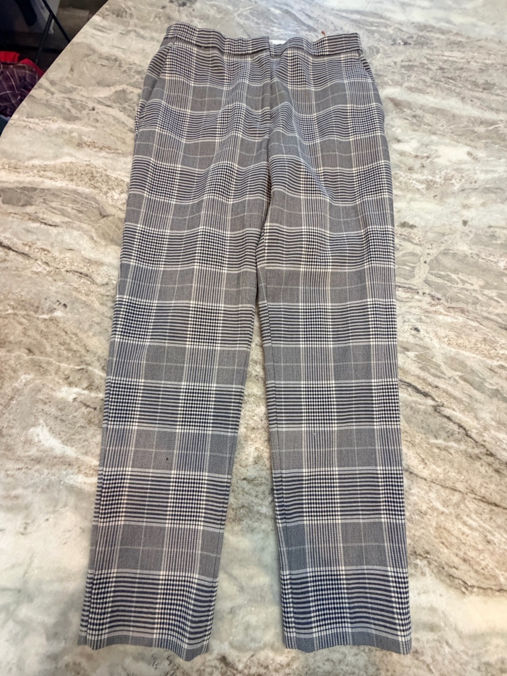 H&M Gray Plaid Pull On Ankle Pants Women’s Size 4 Stretch Career Trouser